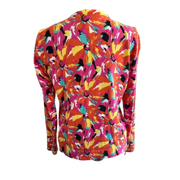 August Silk Floral Print Button Down Cardigan Long Sleeve Multicolor Size M - Picture 2 of 7